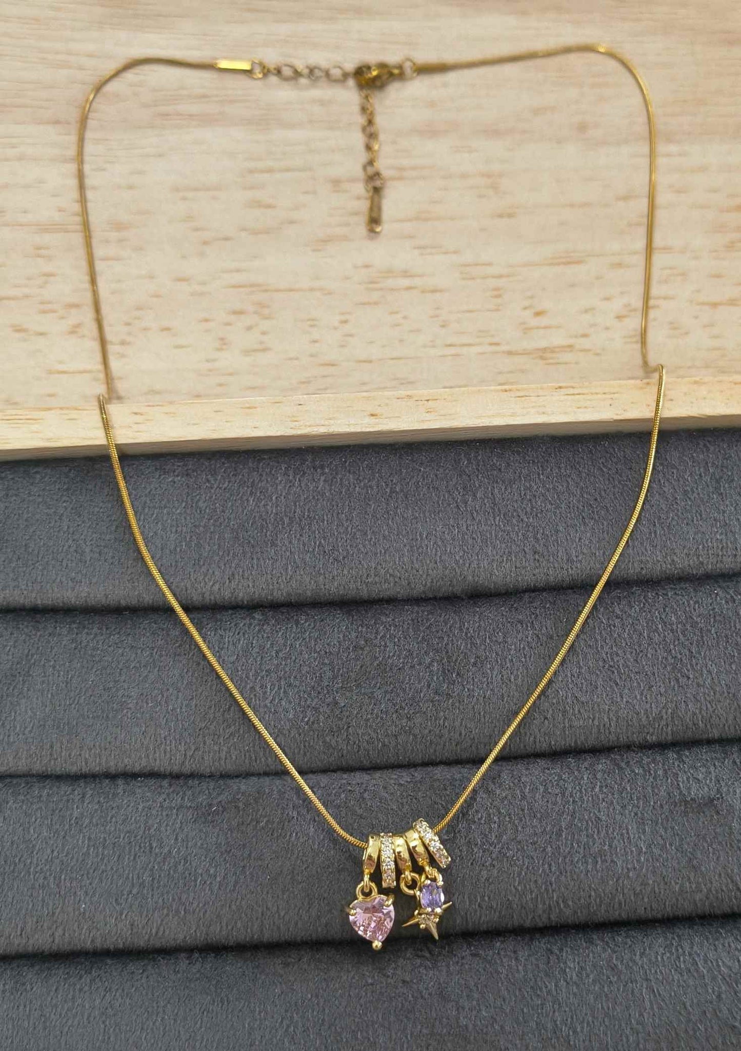 Antitarnish Necklace Romantic Charm Pendant 18K Gold Plated