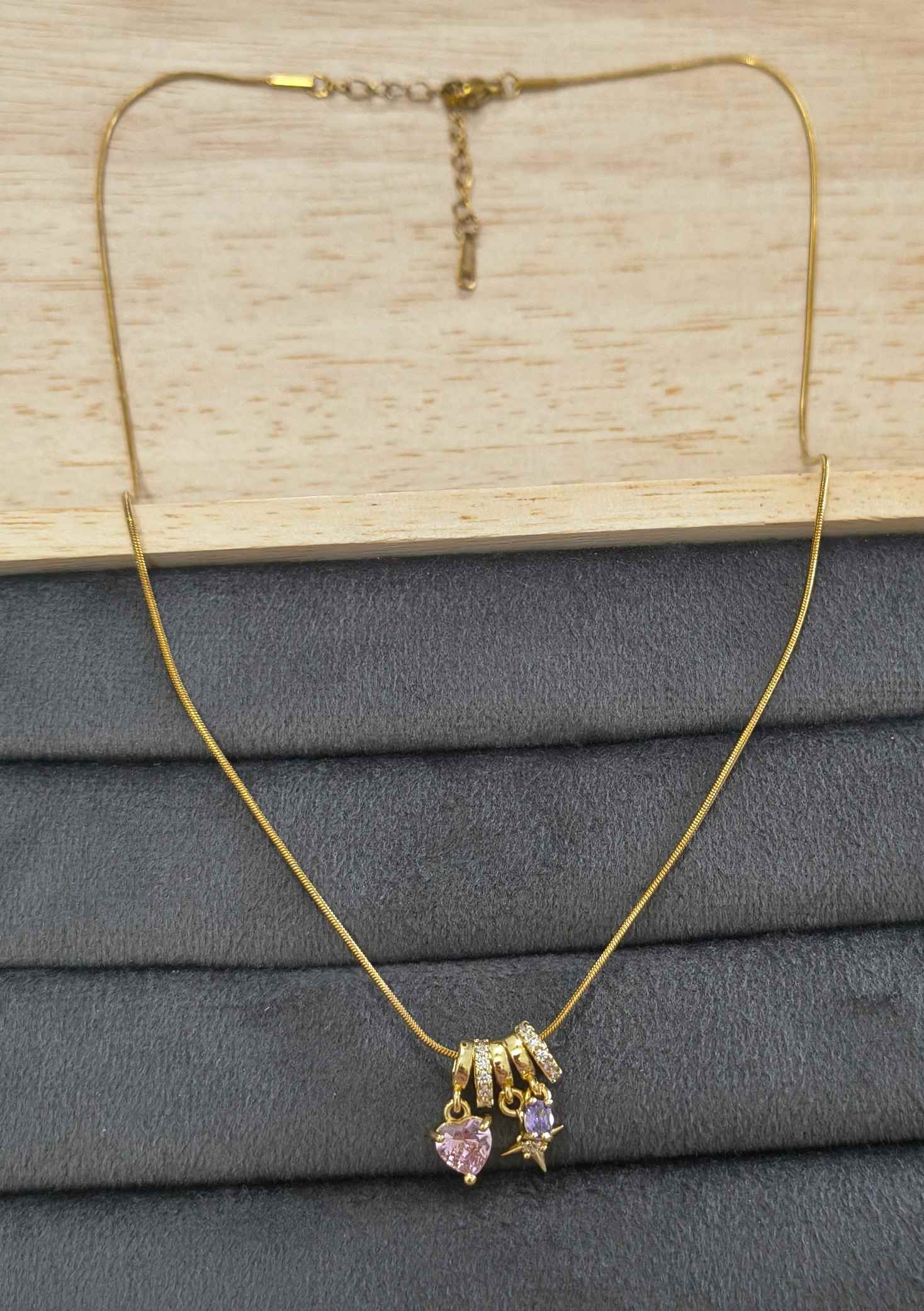 Antitarnish Necklace Romantic Charm Pendant 18K Gold Plated
