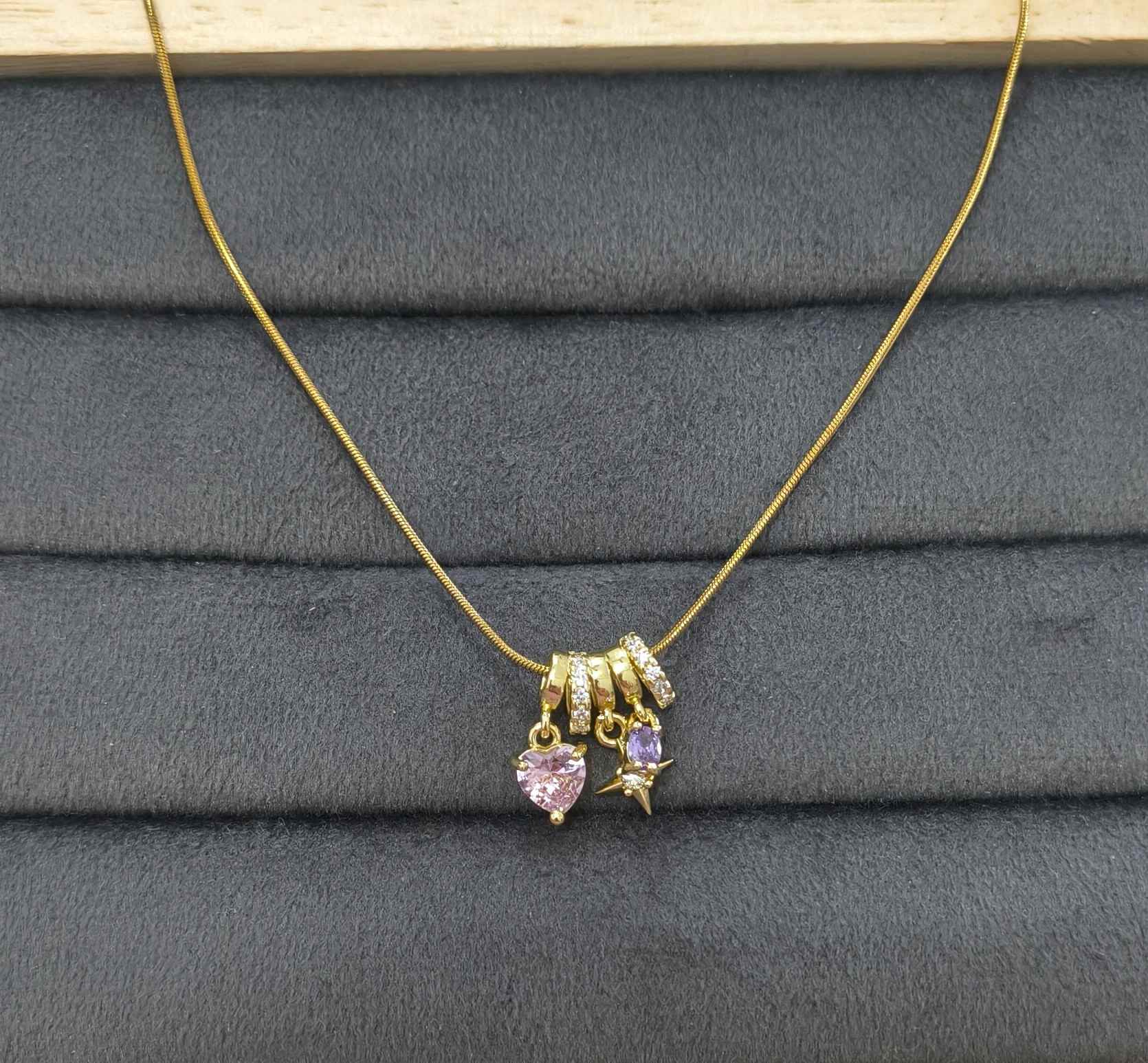 Antitarnish Necklace Romantic Charm Pendant 18K Gold Plated