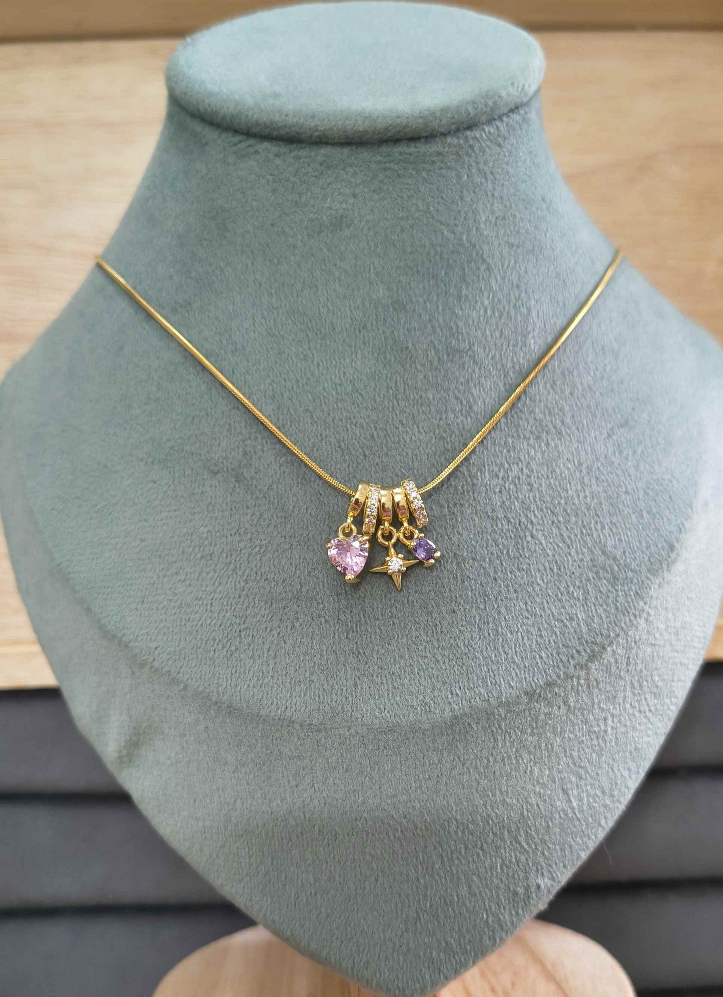 Antitarnish Necklace Romantic Charm Pendant 18K Gold Plated