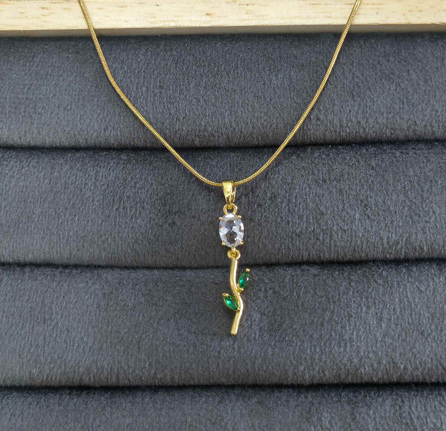 Antitarnish Necklace Romantic Tulip Blossom 18K Gold Plated