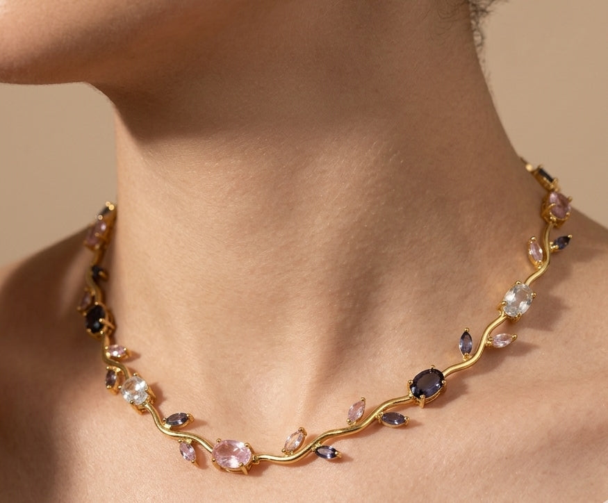 Antitarnish Necklace Rose Tulip Blossom 18K Gold Plated