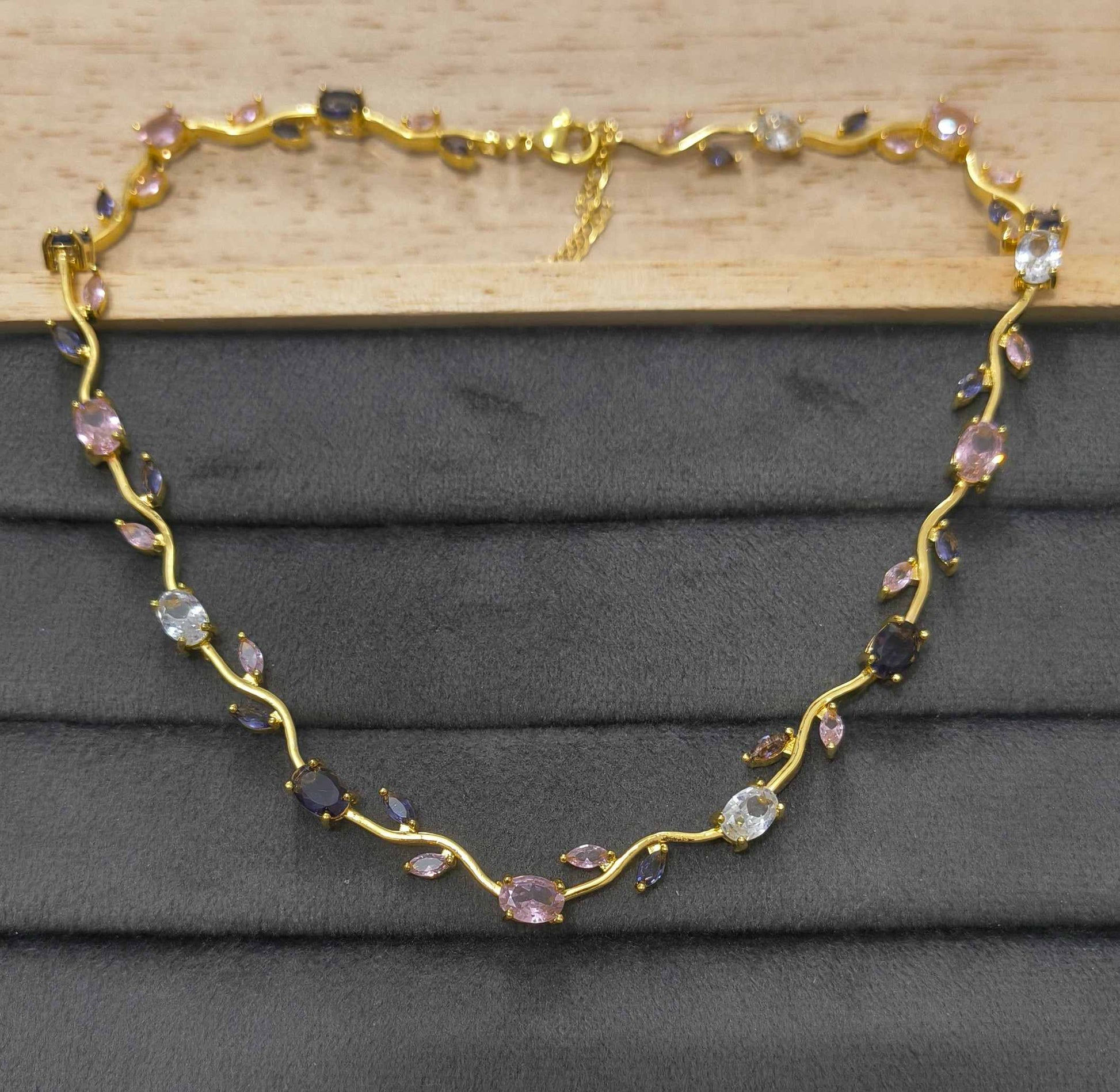Antitarnish Necklace Rose Tulip Blossom 18K Gold Plated