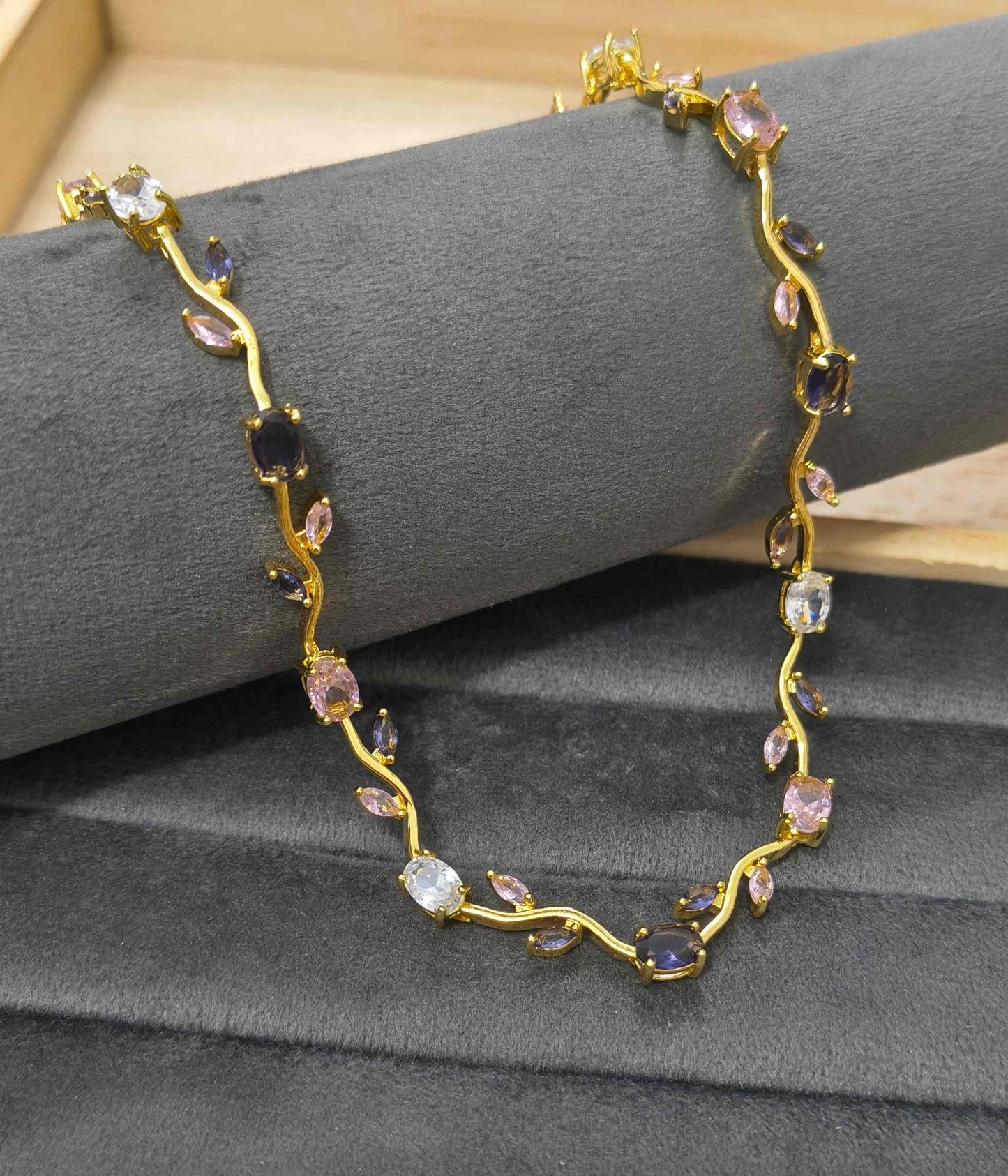 Antitarnish Necklace Rose Tulip Blossom 18K Gold Plated