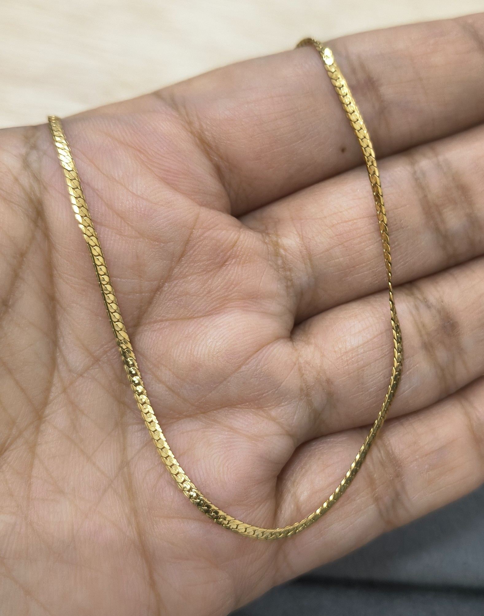 Antitarnish Necklace Sleek Curb Chain 18K Gold Plated