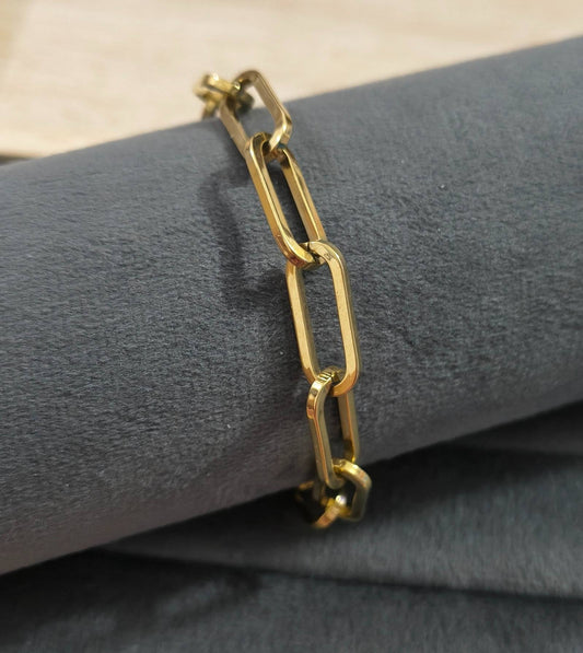 Antitarnish Paperclip Chain Bracelet 18K Gold Plated