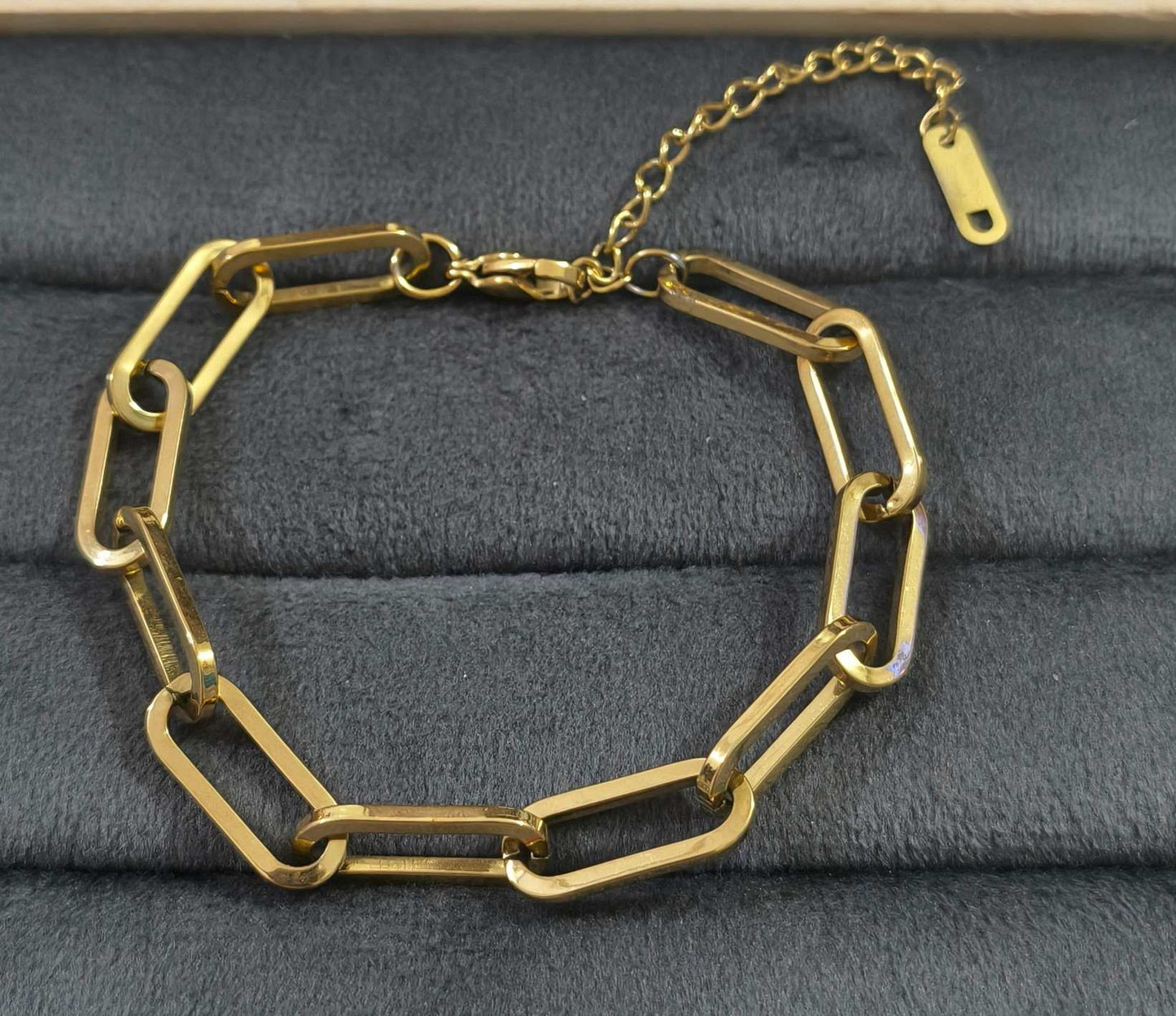 Antitarnish Paperclip Chain Bracelet 18K Gold Plated