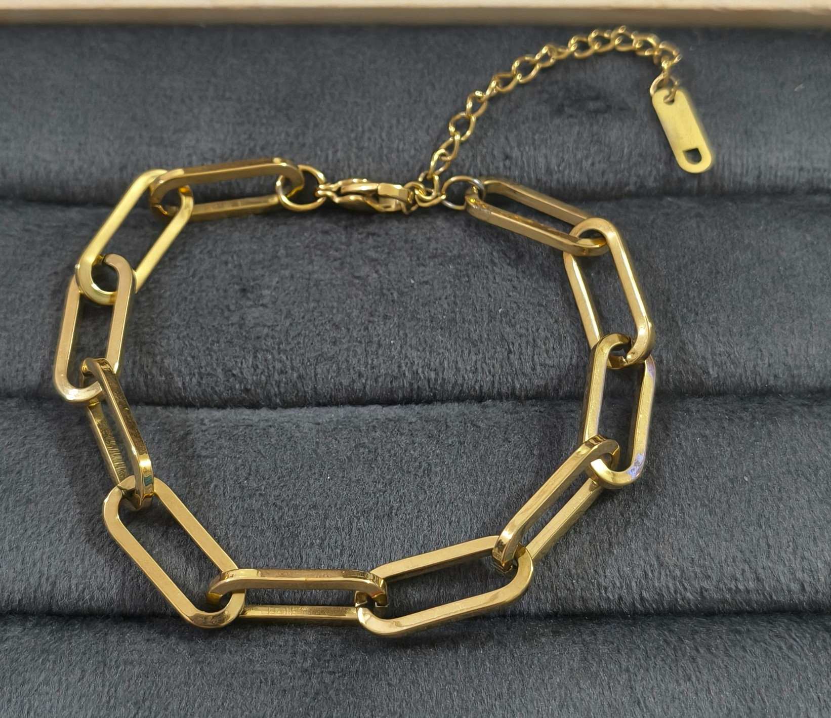 Antitarnish Paperclip Chain Bracelet 18K Gold Plated
