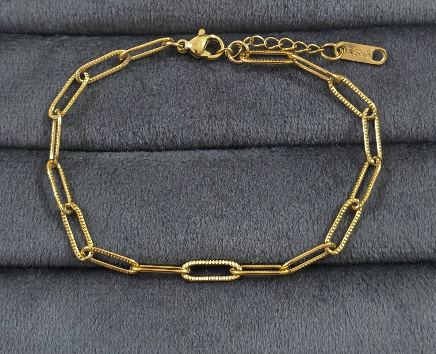 Antitarnish Paperclip Chain Bracelet 18K Gold Plated