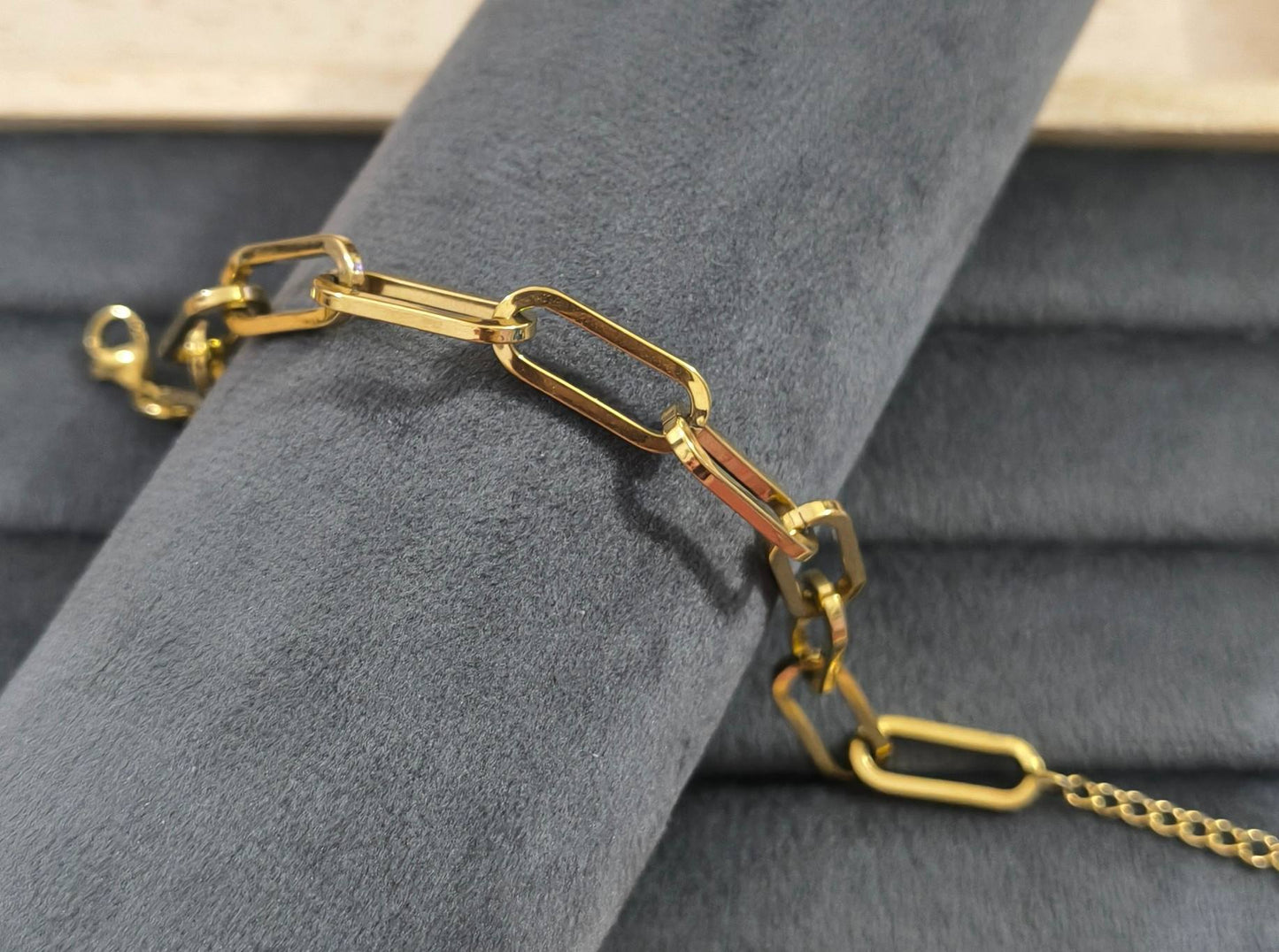 Antitarnish Paperclip Chain Bracelet 18K Gold Plated