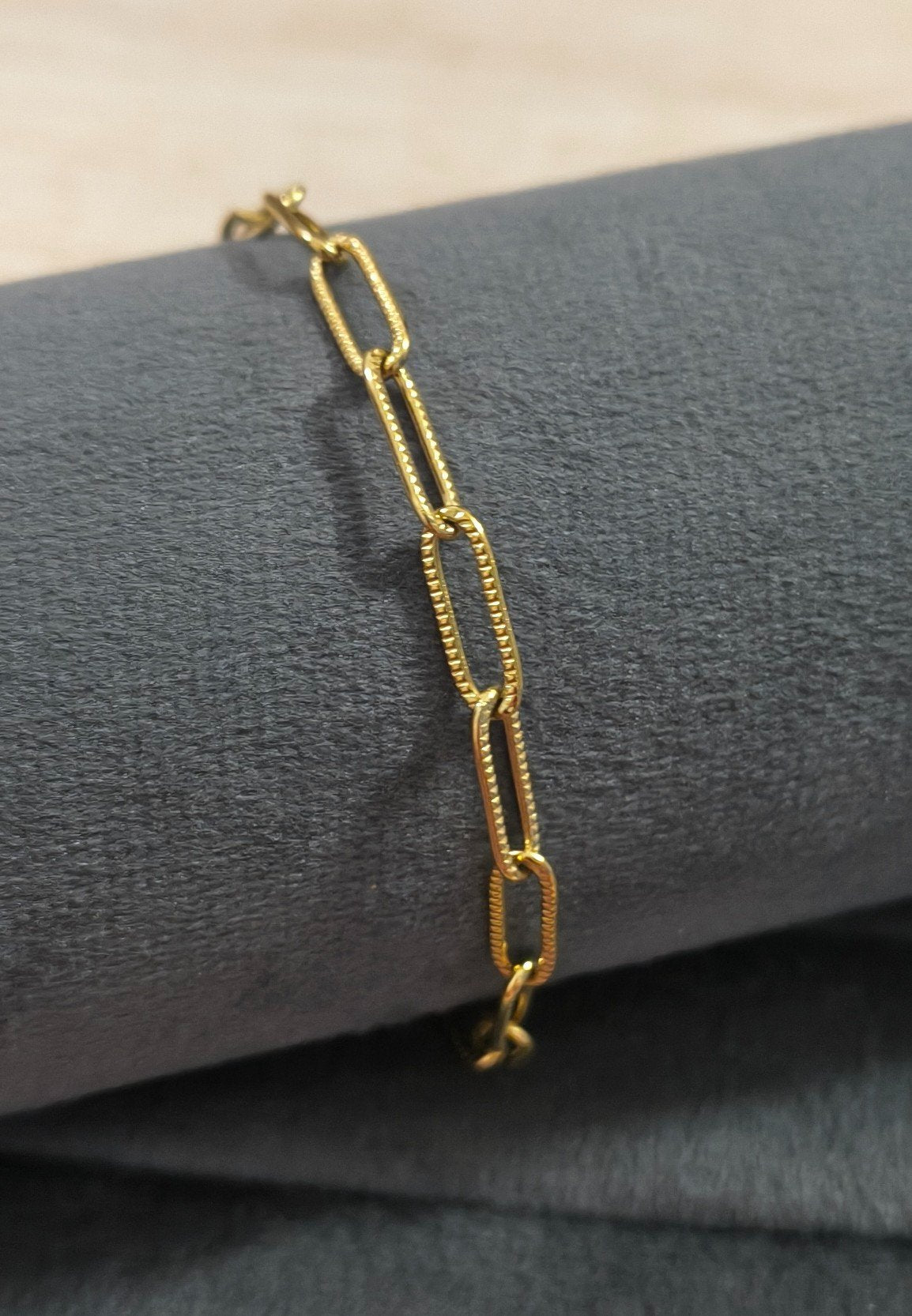 Antitarnish Paperclip Chain Bracelet 18K Gold Plated