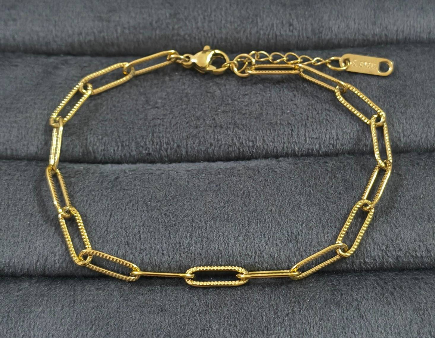Antitarnish Paperclip Chain Bracelet 18K Gold Plated