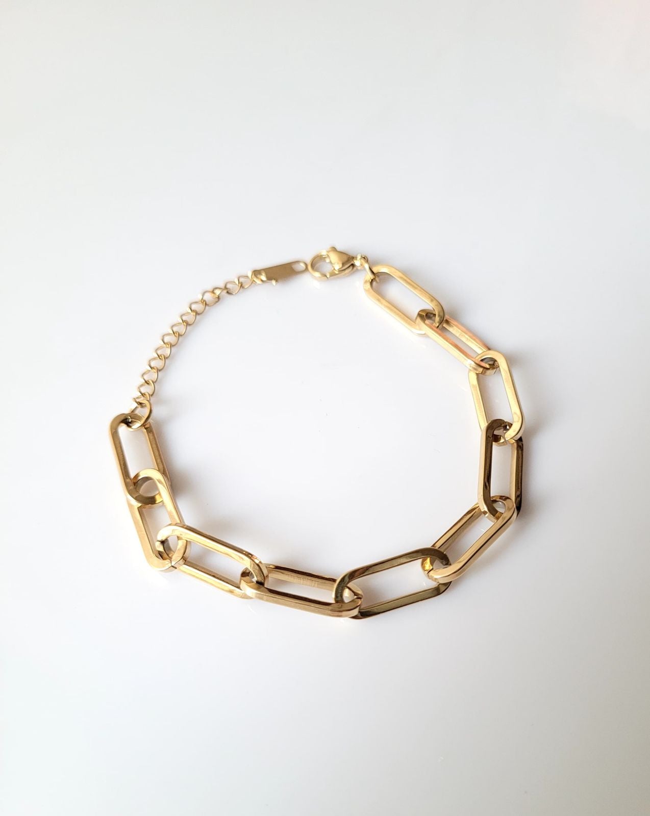 Antitarnish Paperclip Chain Bracelet 18K Gold Plated