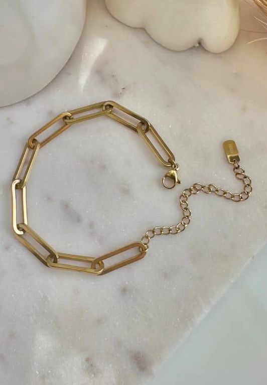 Antitarnish Paperclip Chain Bracelet 18K Gold Plated