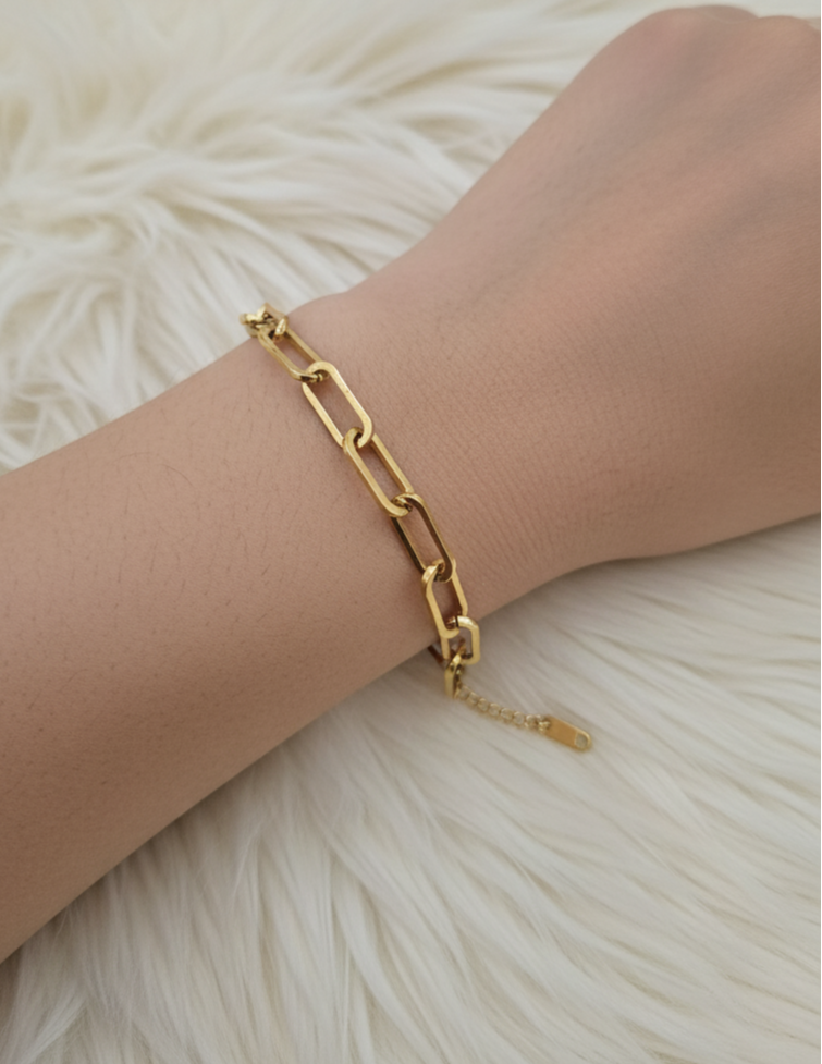 Antitarnish Paperclip Chain Bracelet 18K Gold Plated