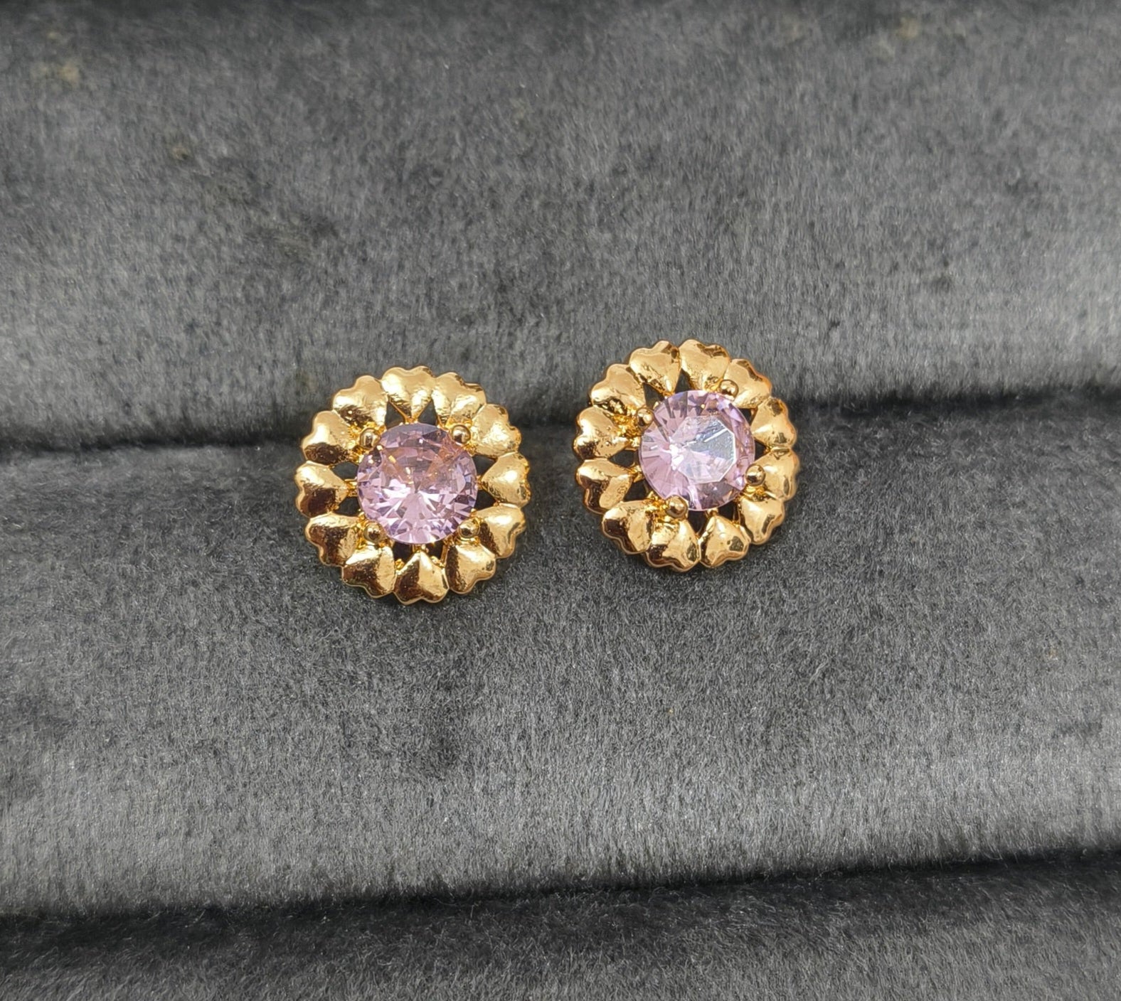 Antitarnish Pink Zircon Studs Rosegold Earrings