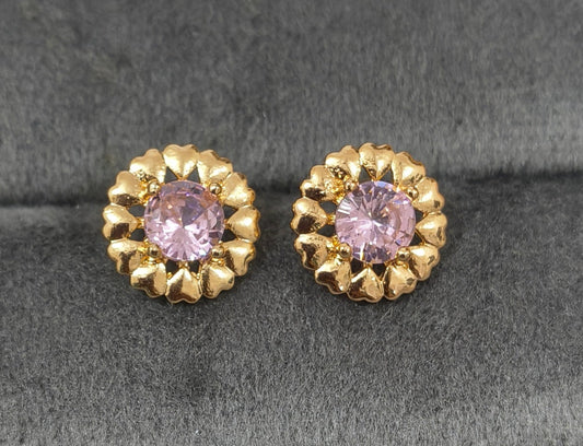 Antitarnish Pink Zircon Studs Rosegold Earrings