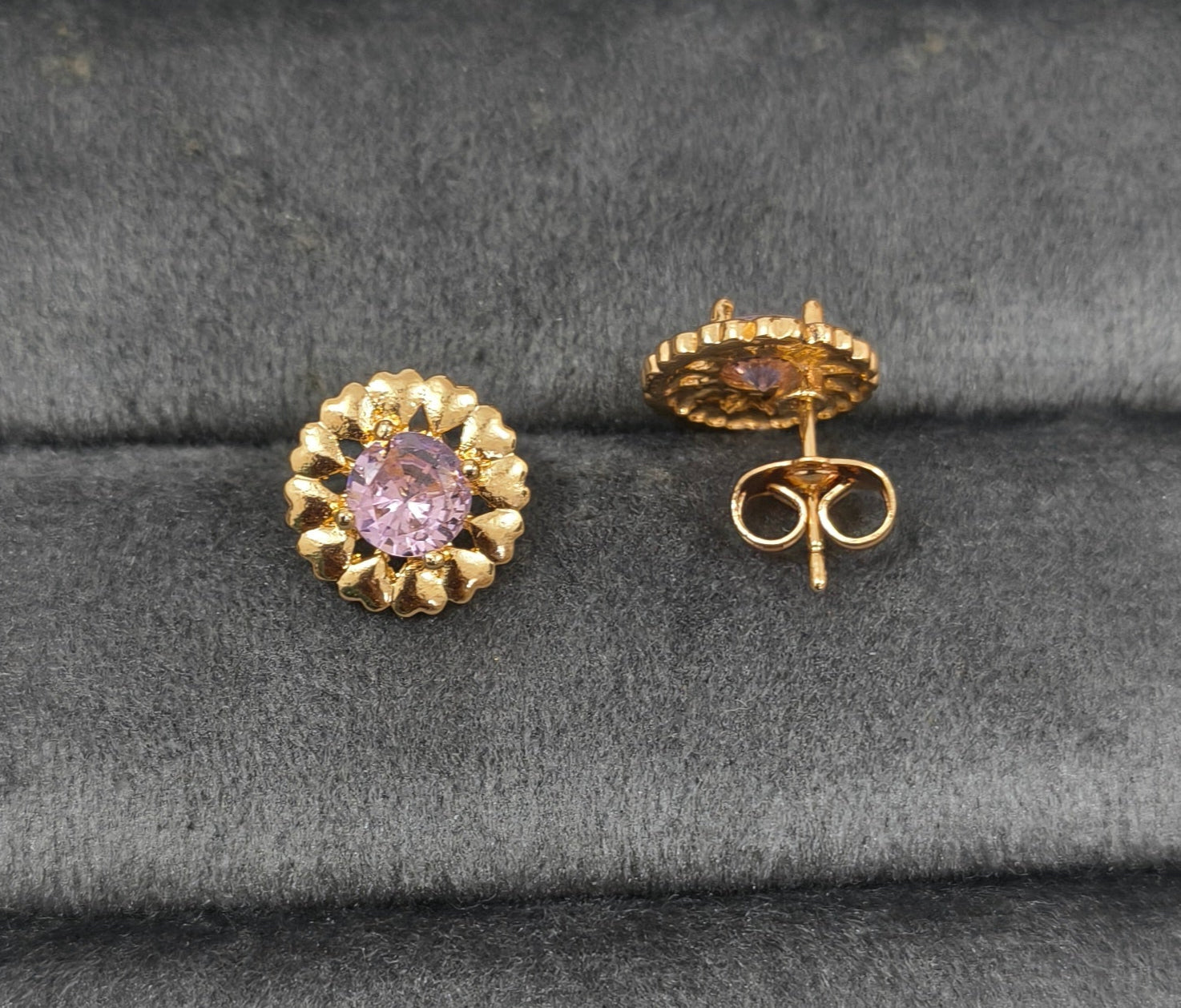 Antitarnish Pink Zircon Studs Rosegold Earrings
