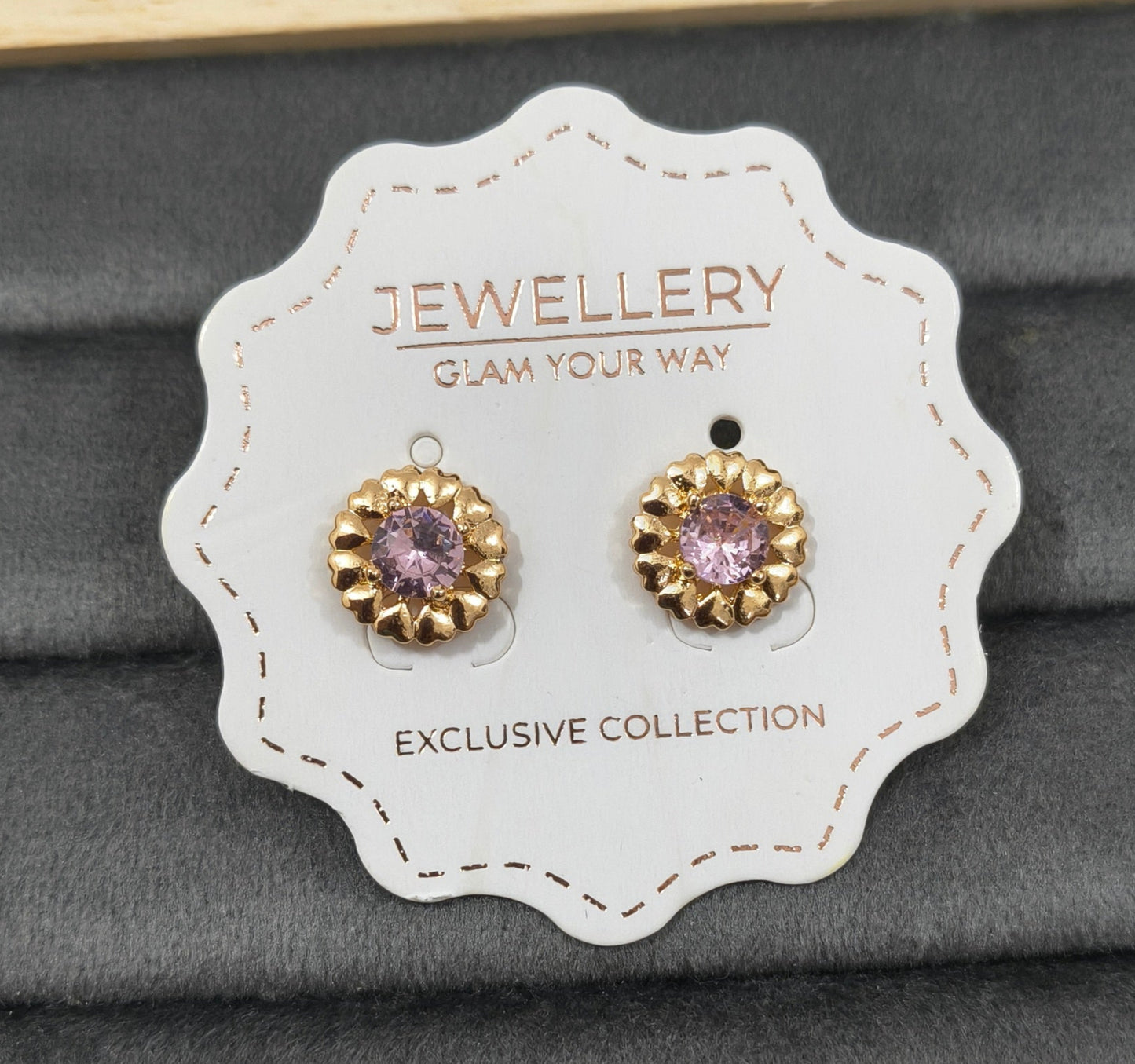 Antitarnish Pink Zircon Studs Rosegold Earrings