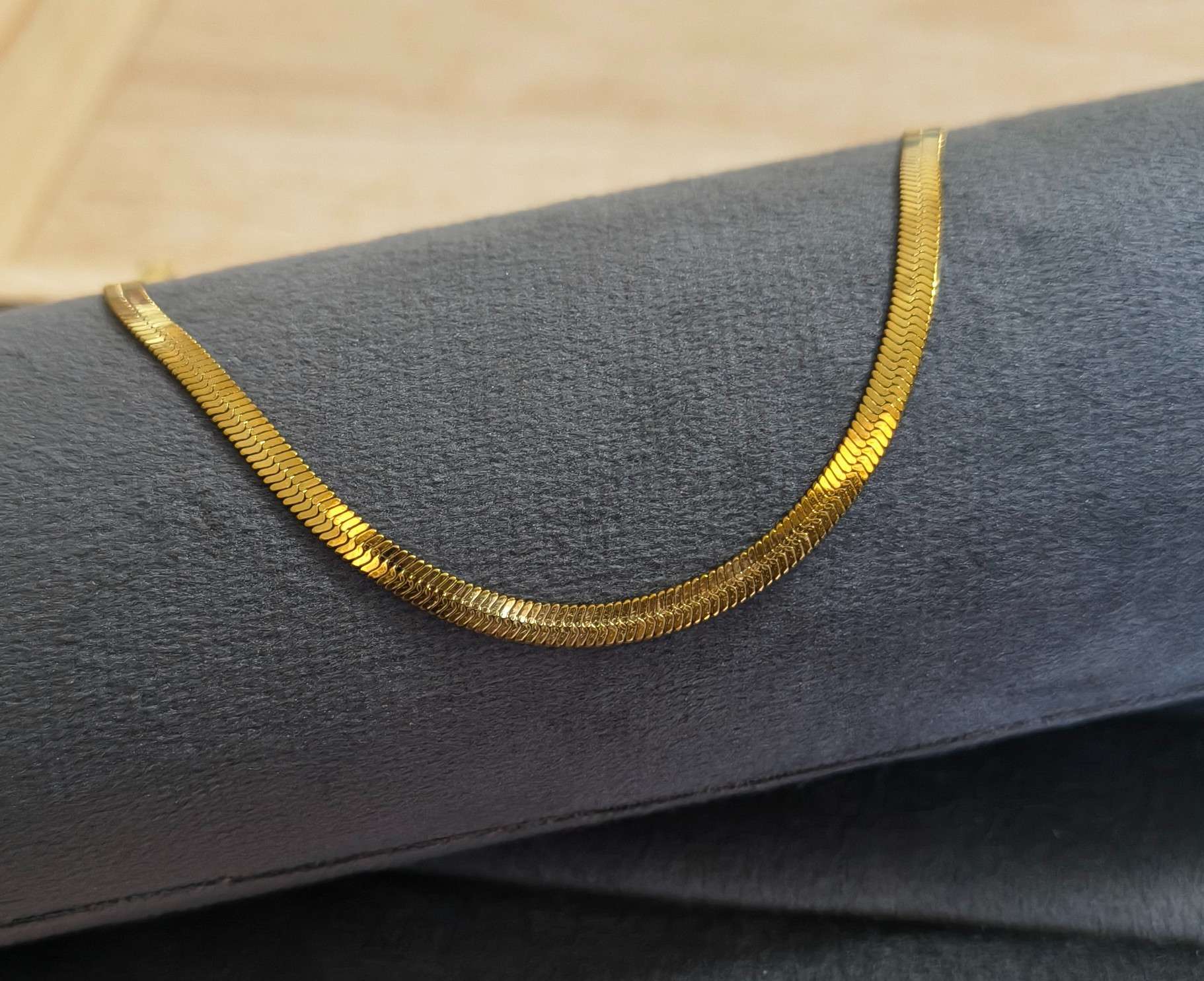 Antitarnish Plain Snake Chain Necklace 18k Gold PVD Plated