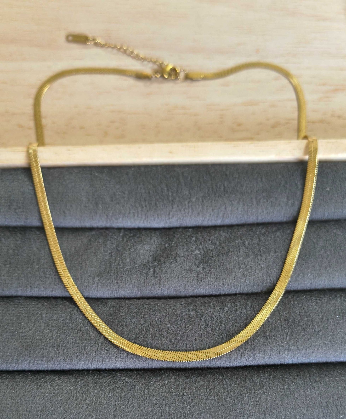 Antitarnish Plain Snake Chain Necklace 18k Gold PVD Plated