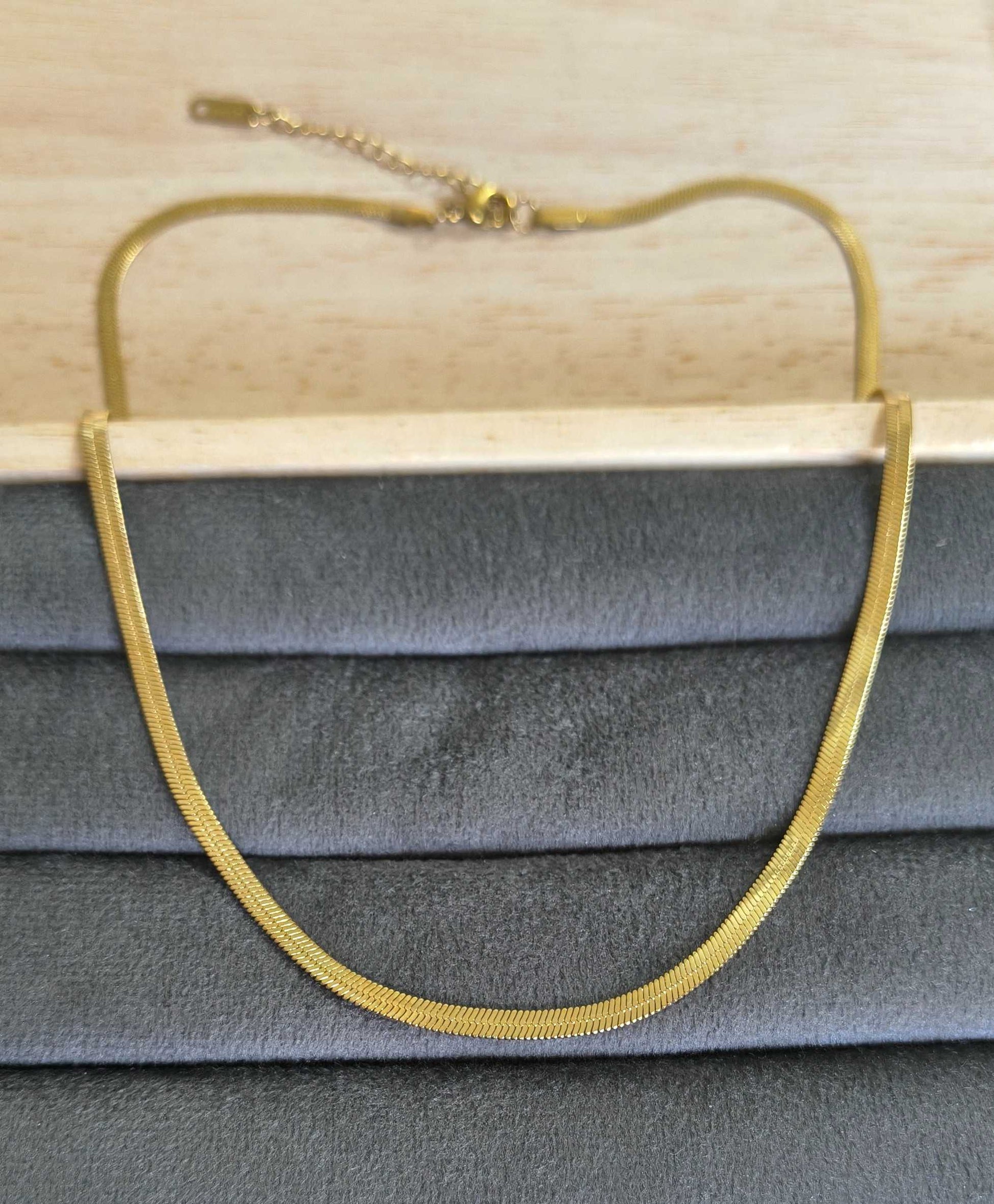 Antitarnish Plain Snake Chain Necklace 18k Gold PVD Plated
