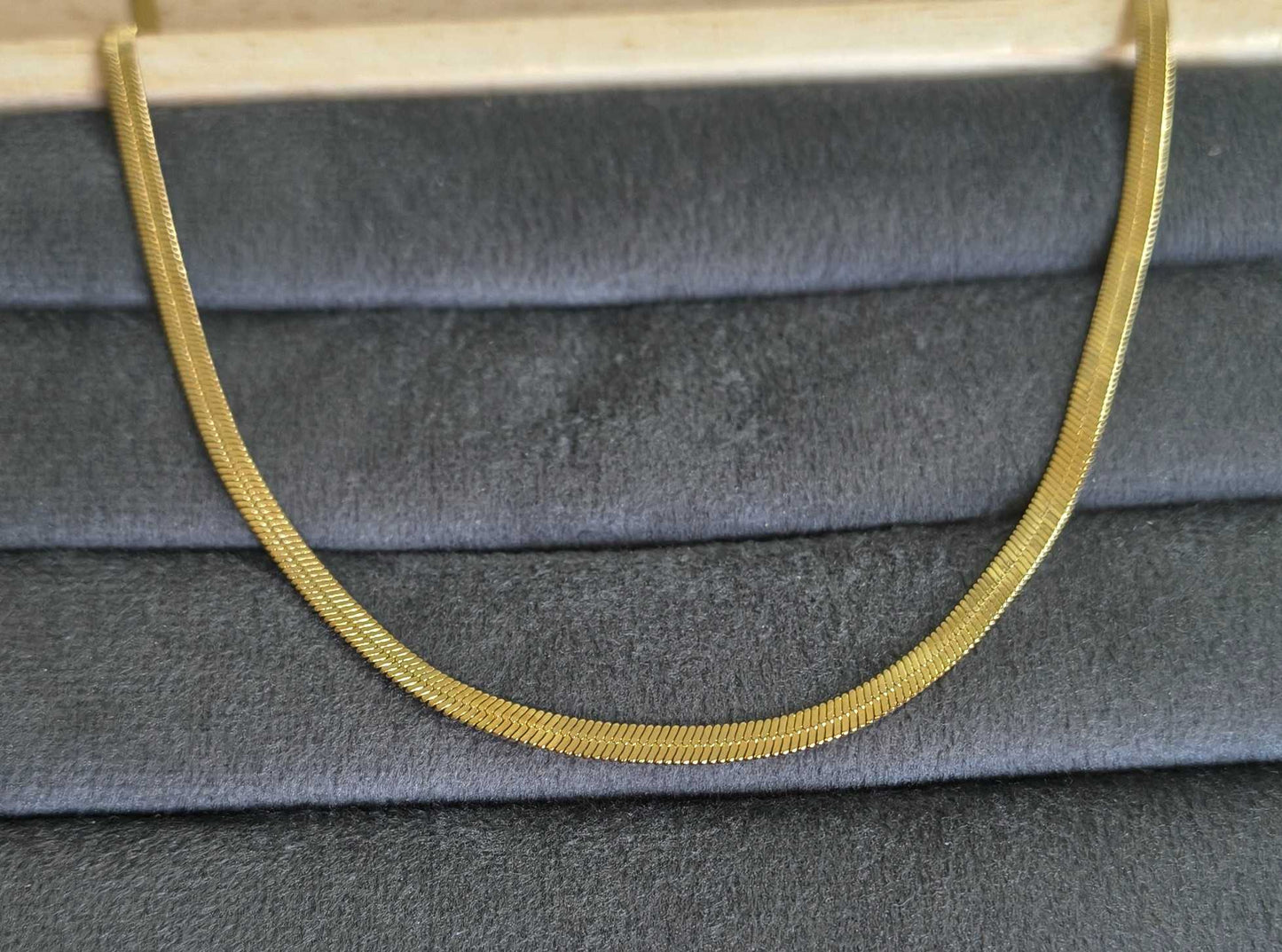 Antitarnish Plain Snake Chain Necklace 18k Gold PVD Plated