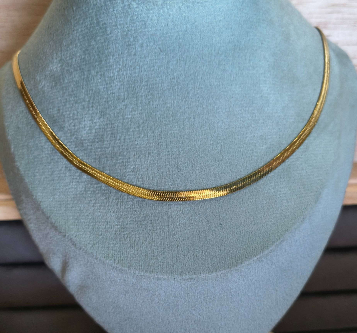 Antitarnish Plain Snake Chain Necklace 18k Gold PVD Plated
