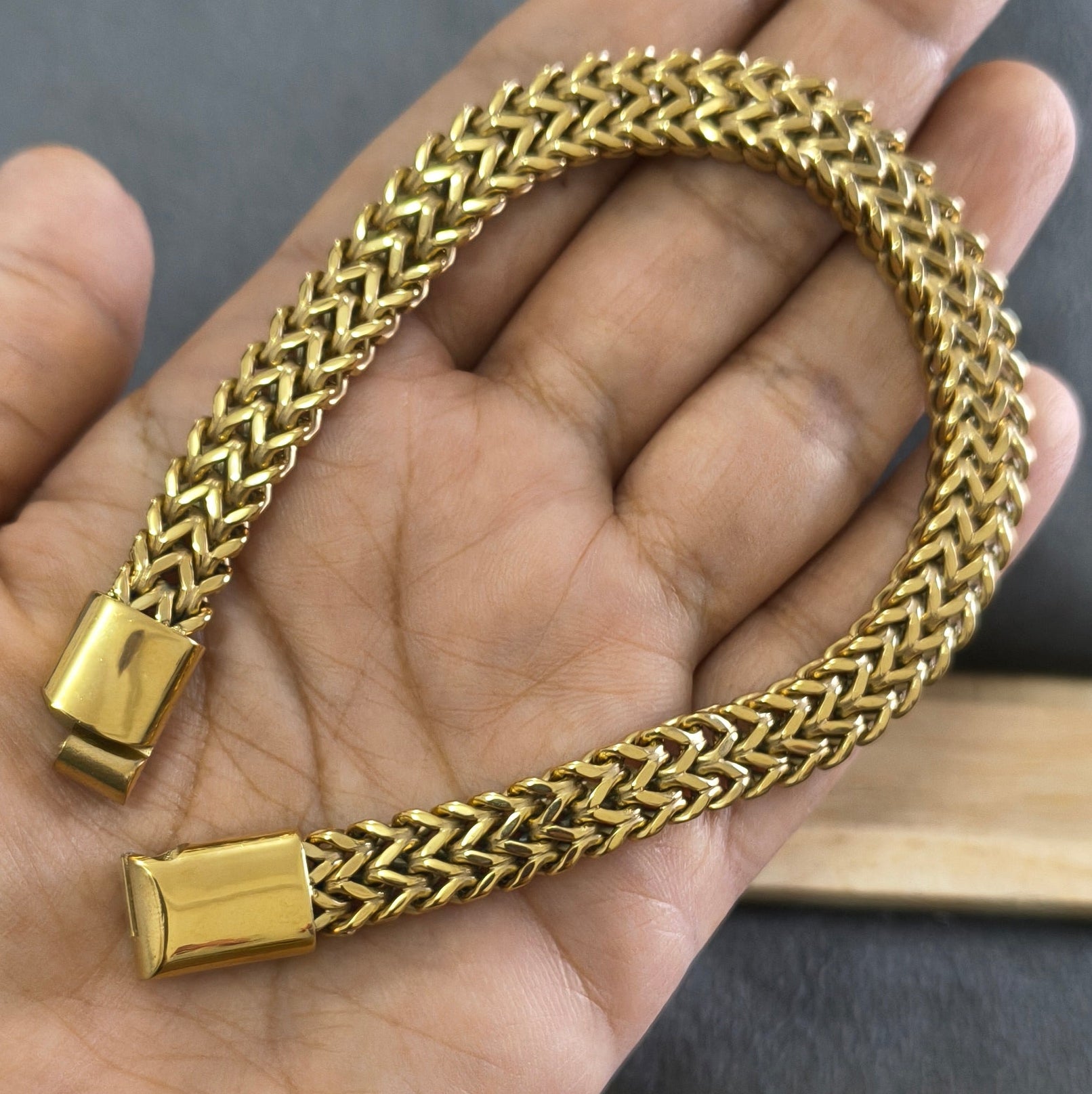 Antitarnish Premium Braided Chain Men's Bracelet 18K Gold Plated