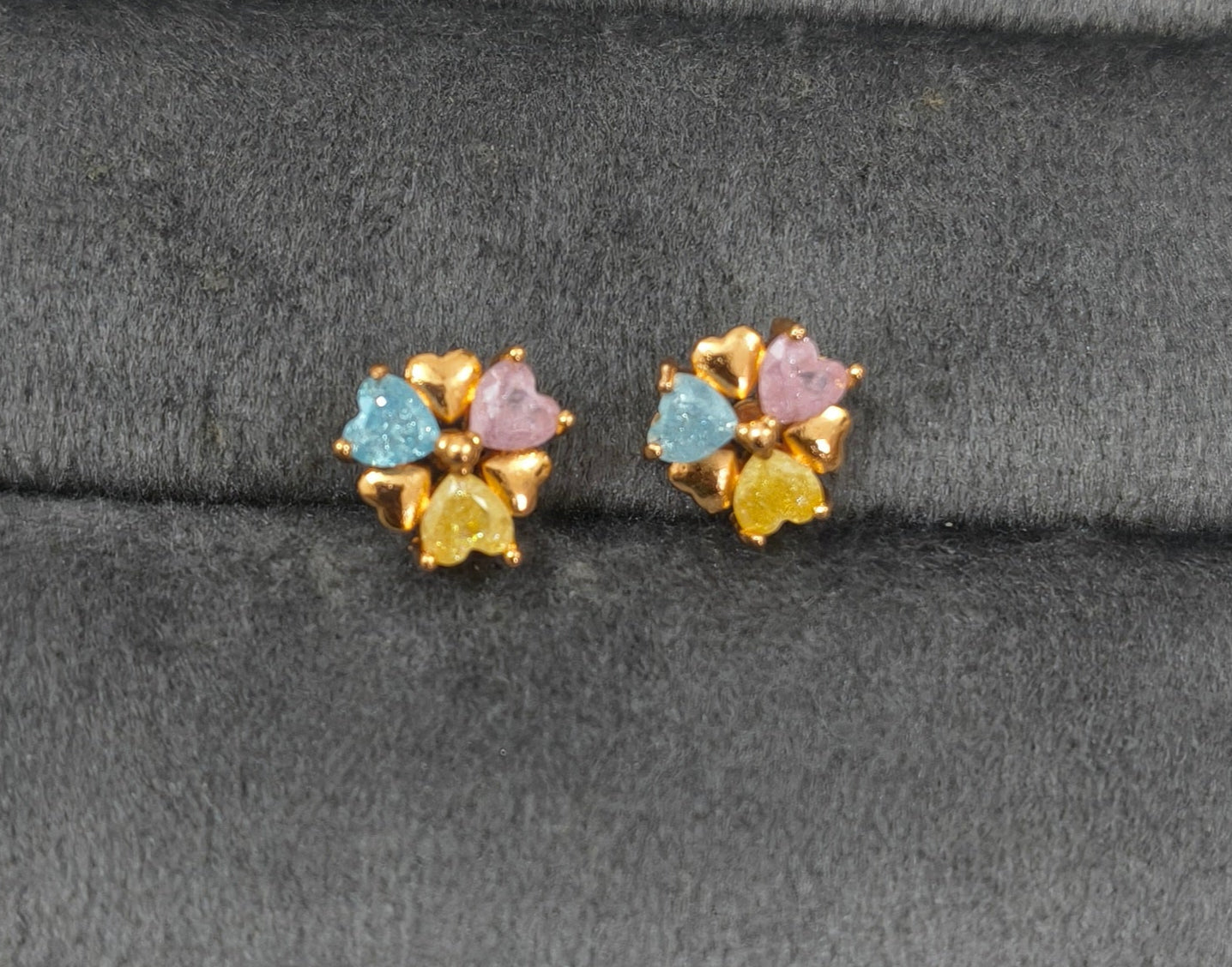 Antitarnish Rainbow Floral Studs Rosegold Earrings