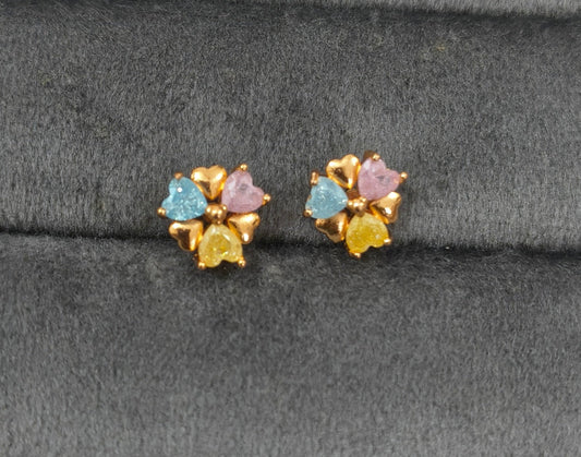 Antitarnish Rainbow Floral Studs Rosegold Earrings