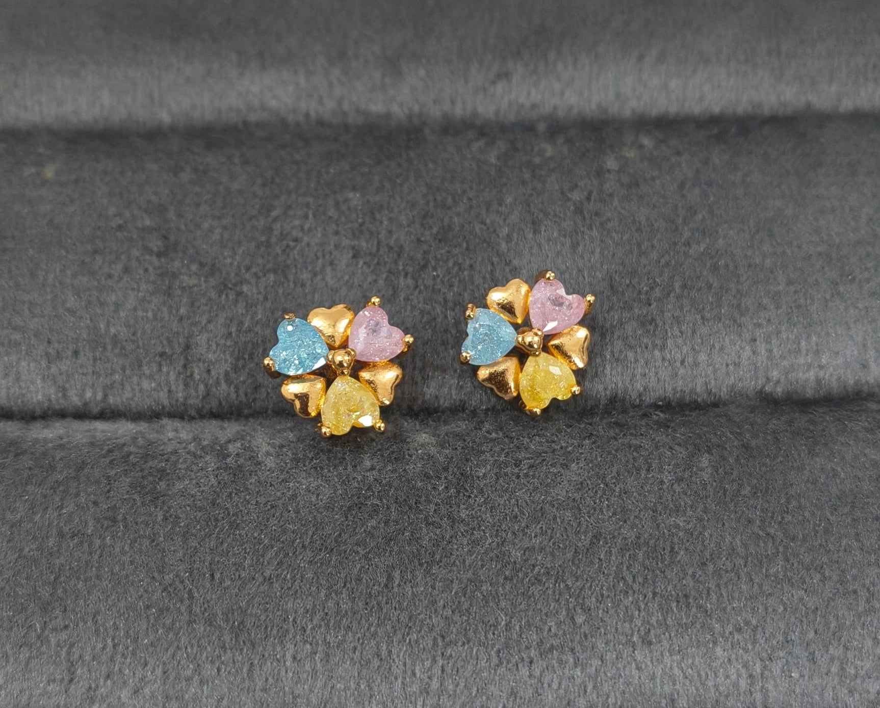 Antitarnish Rainbow Floral Studs Rosegold Earrings