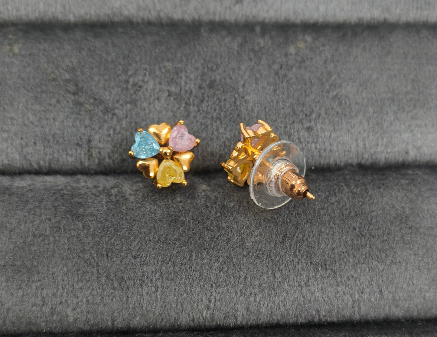 Antitarnish Rainbow Floral Studs Rosegold Earrings