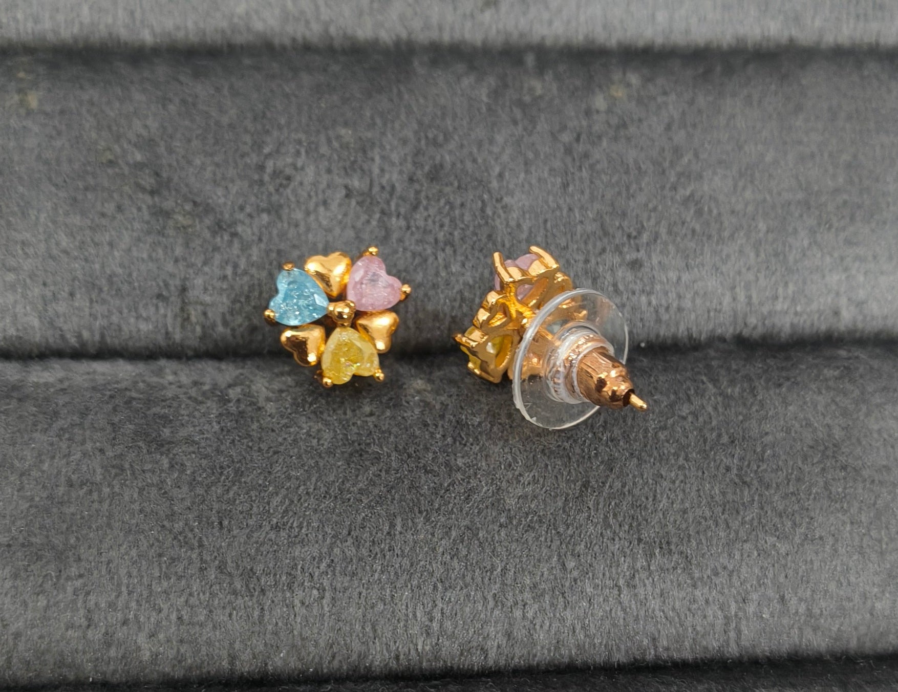 Antitarnish Rainbow Floral Studs Rosegold Earrings
