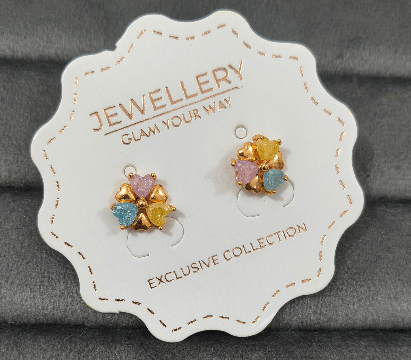Antitarnish Rainbow Floral Studs Rosegold Earrings