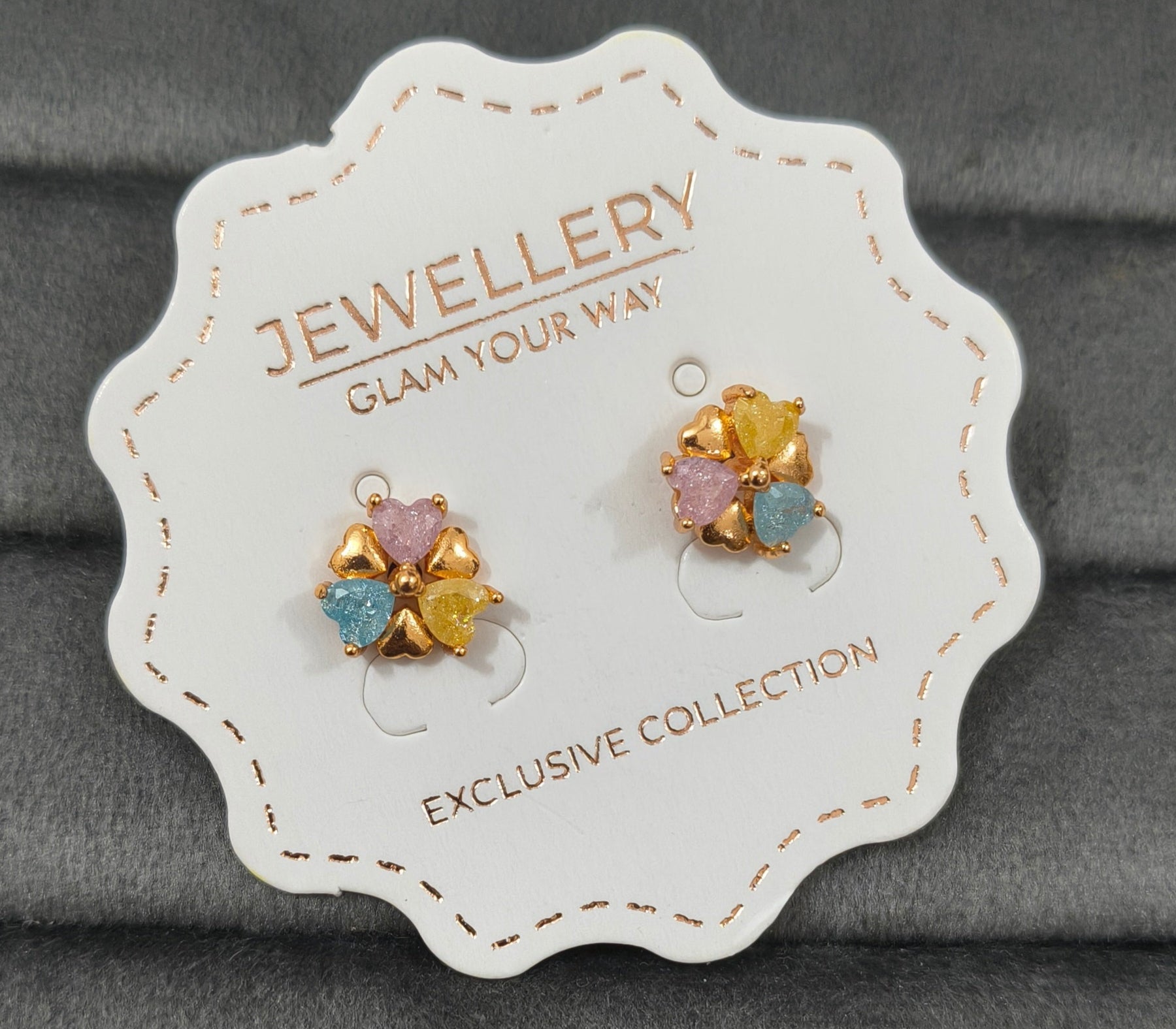 Antitarnish Rainbow Floral Studs Rosegold Earrings