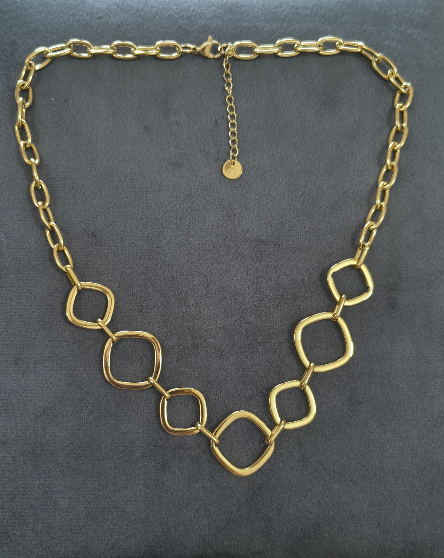 Antitarnish Rectangle Loop Statement Chain Necklace