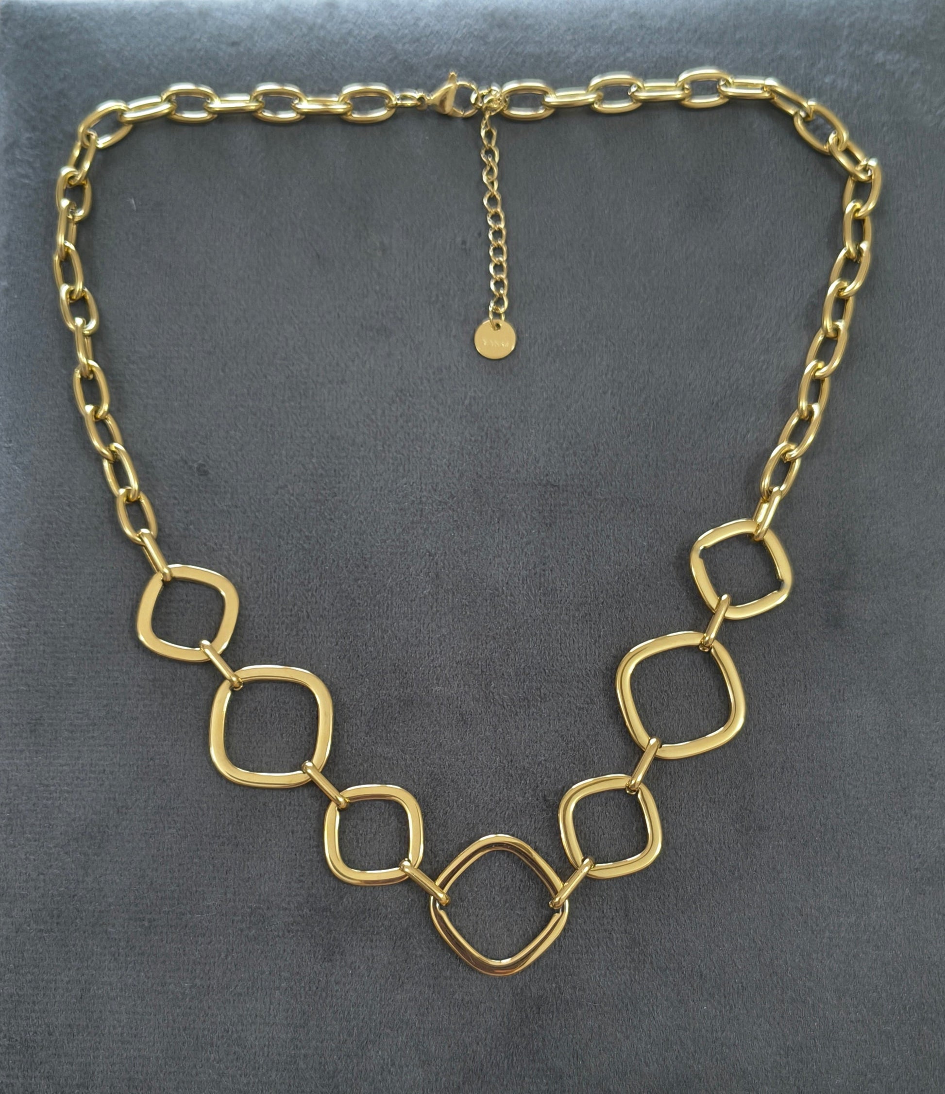 Antitarnish Rectangle Loop Statement Chain Necklace