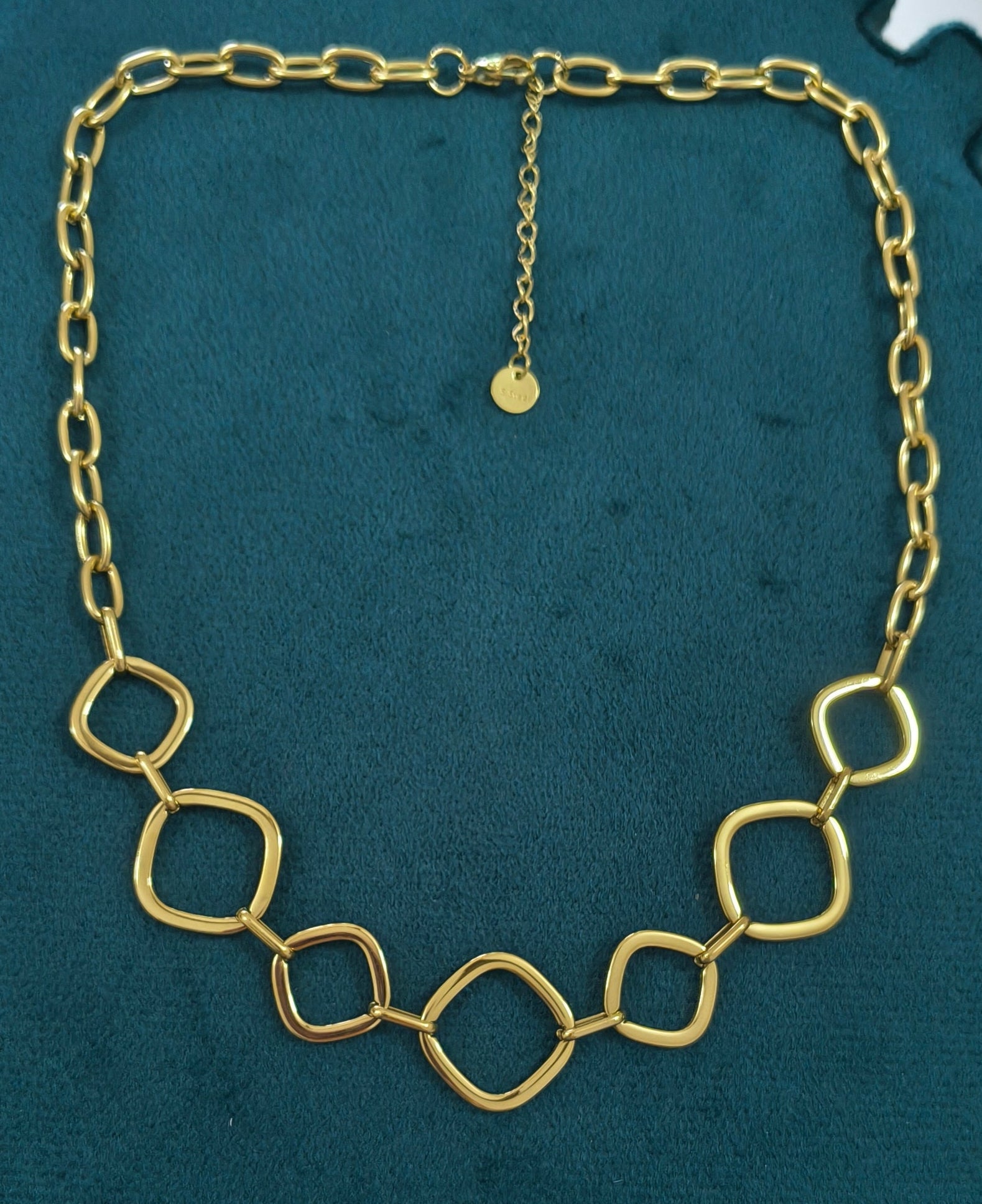 Antitarnish Rectangle Loop Statement Chain Necklace