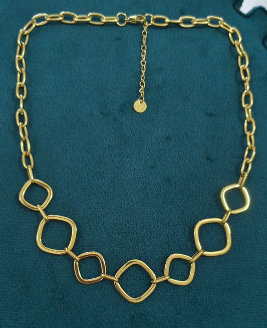 Antitarnish Rectangle Loop Statement Chain Necklace