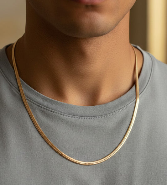 Antitarnish RoseGold Men's Snake Chain 18K Gold Plated
