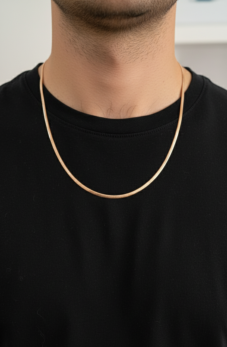 Antitarnish RoseGold Men's Snake Chain 18K Gold Plated