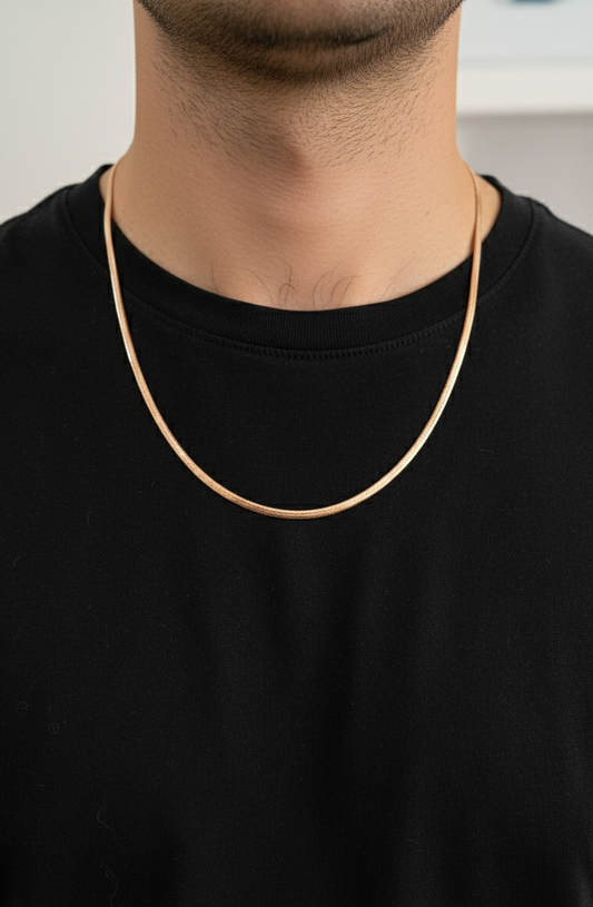 Antitarnish RoseGold Men's Snake Chain 18K Gold Plated