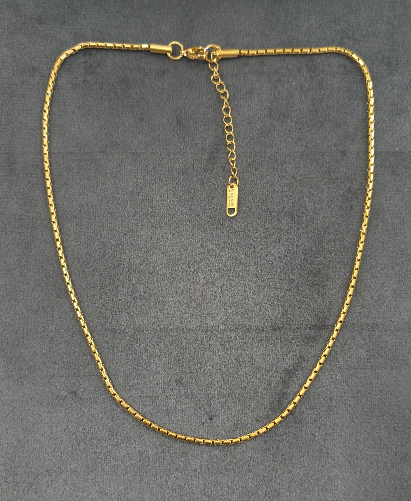 Antitarnish Round Box Chain Necklace 18K Gold Plated