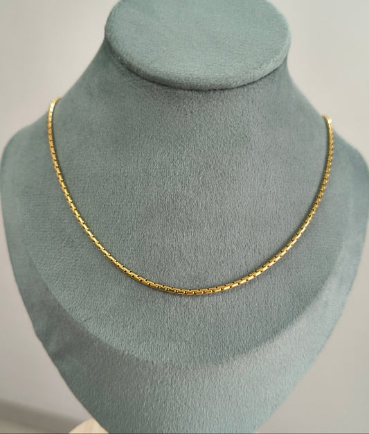 Antitarnish Round Box Chain Necklace 18K Gold Plated