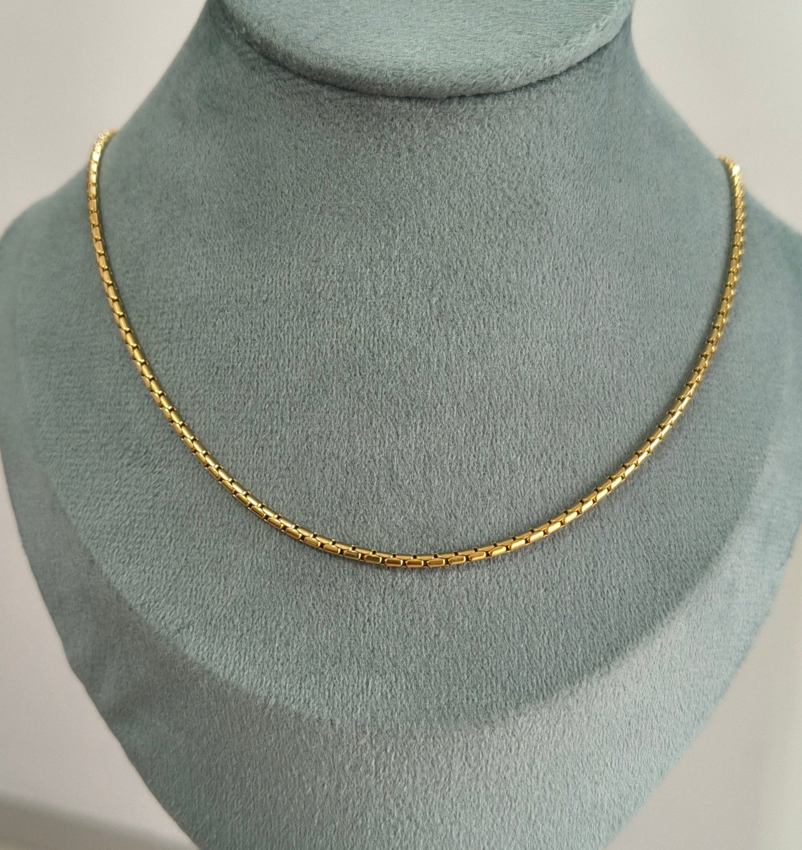 Antitarnish Round Box Chain Necklace 18K Gold Plated