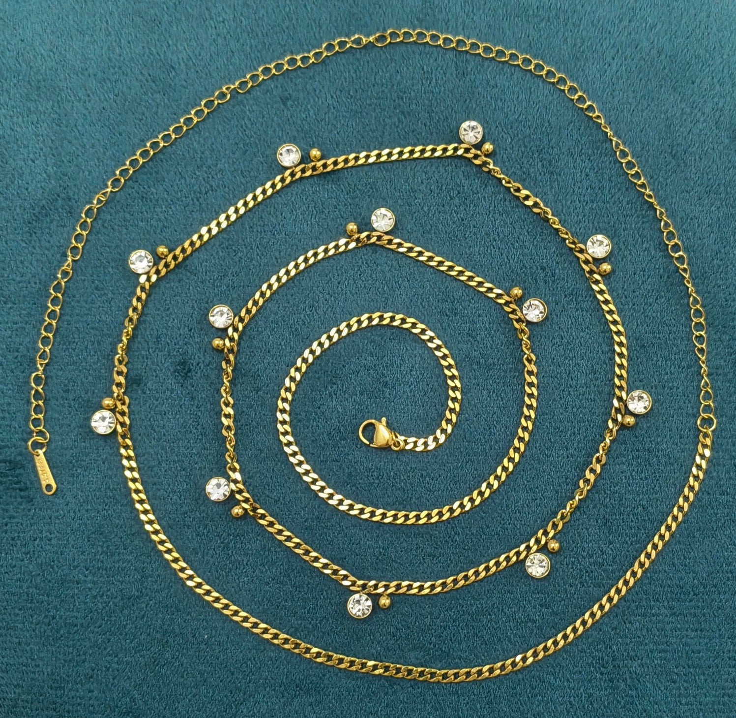 Antitarnish Round Zircon Charms Waist Chain 18K Gold Plated