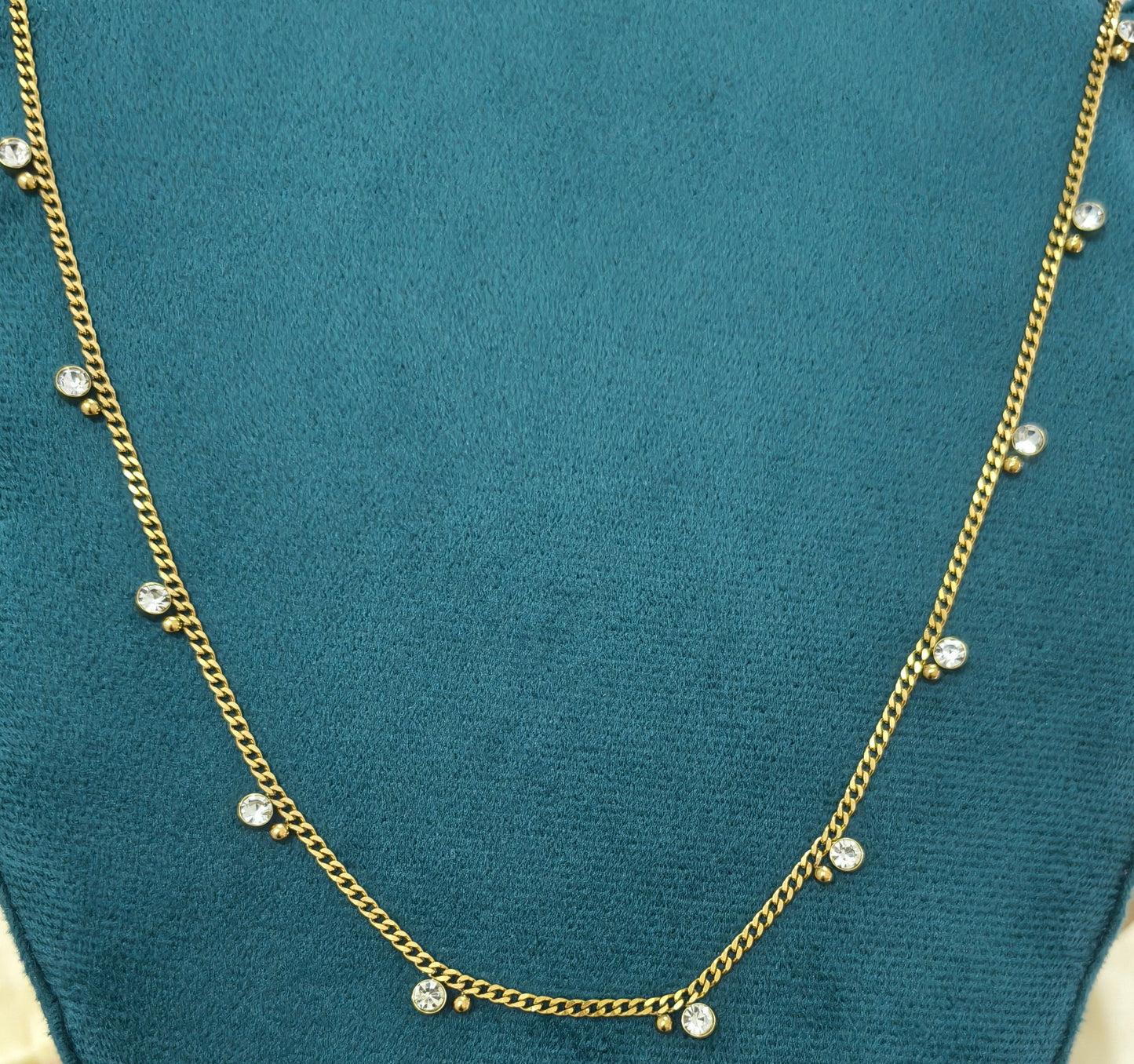 Antitarnish Round Zircon Charms Waist Chain 18K Gold Plated