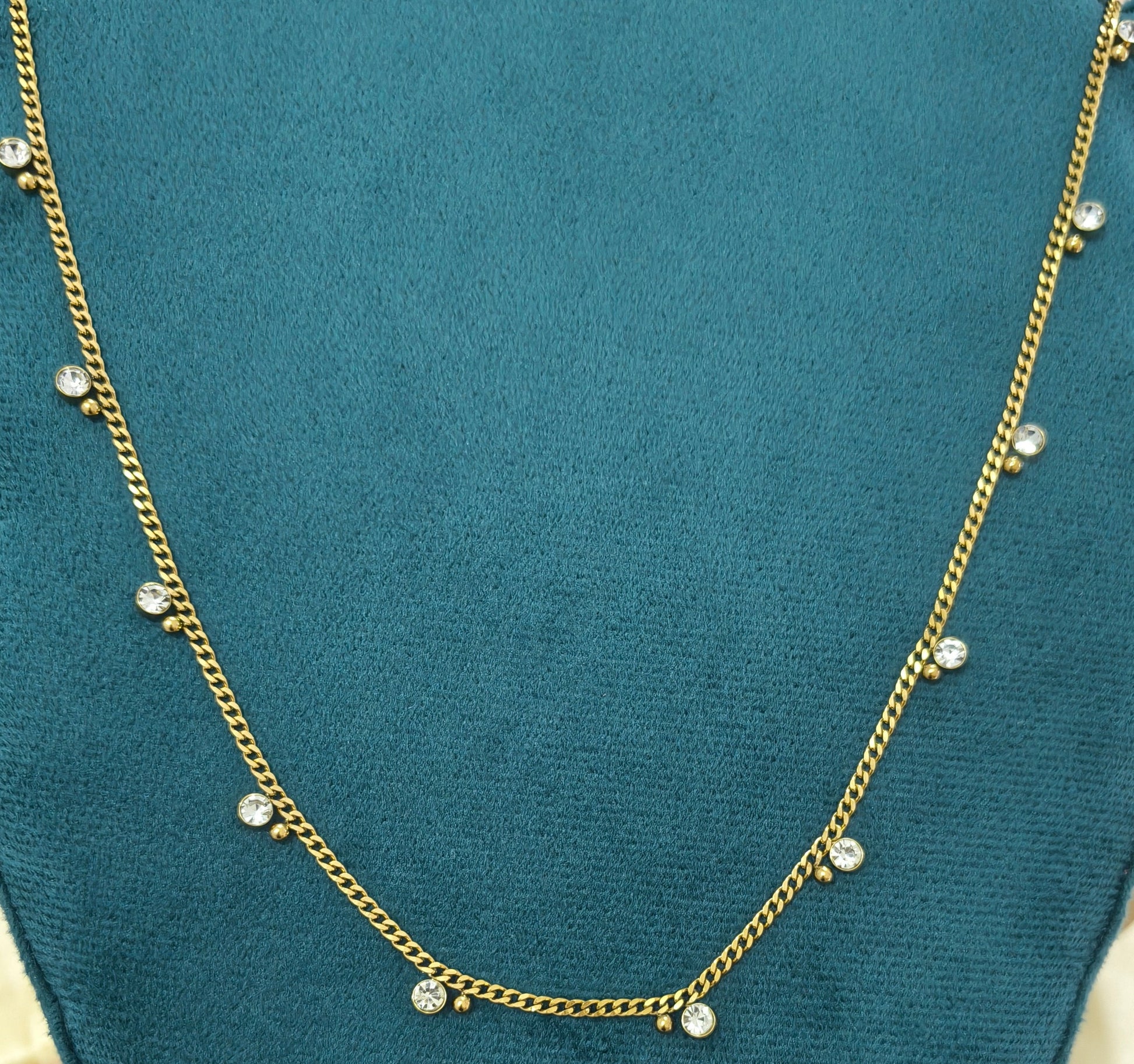 Antitarnish Round Zircon Charms Waist Chain 18K Gold Plated