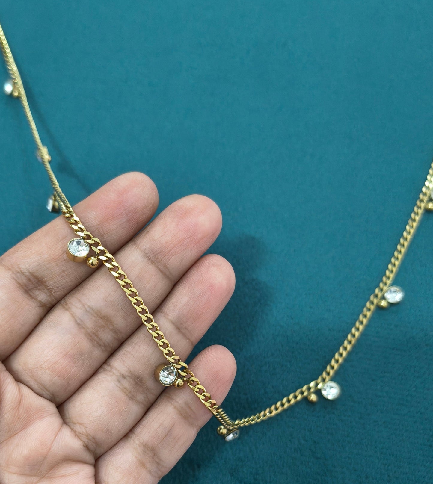 Antitarnish Round Zircon Charms Waist Chain 18K Gold Plated
